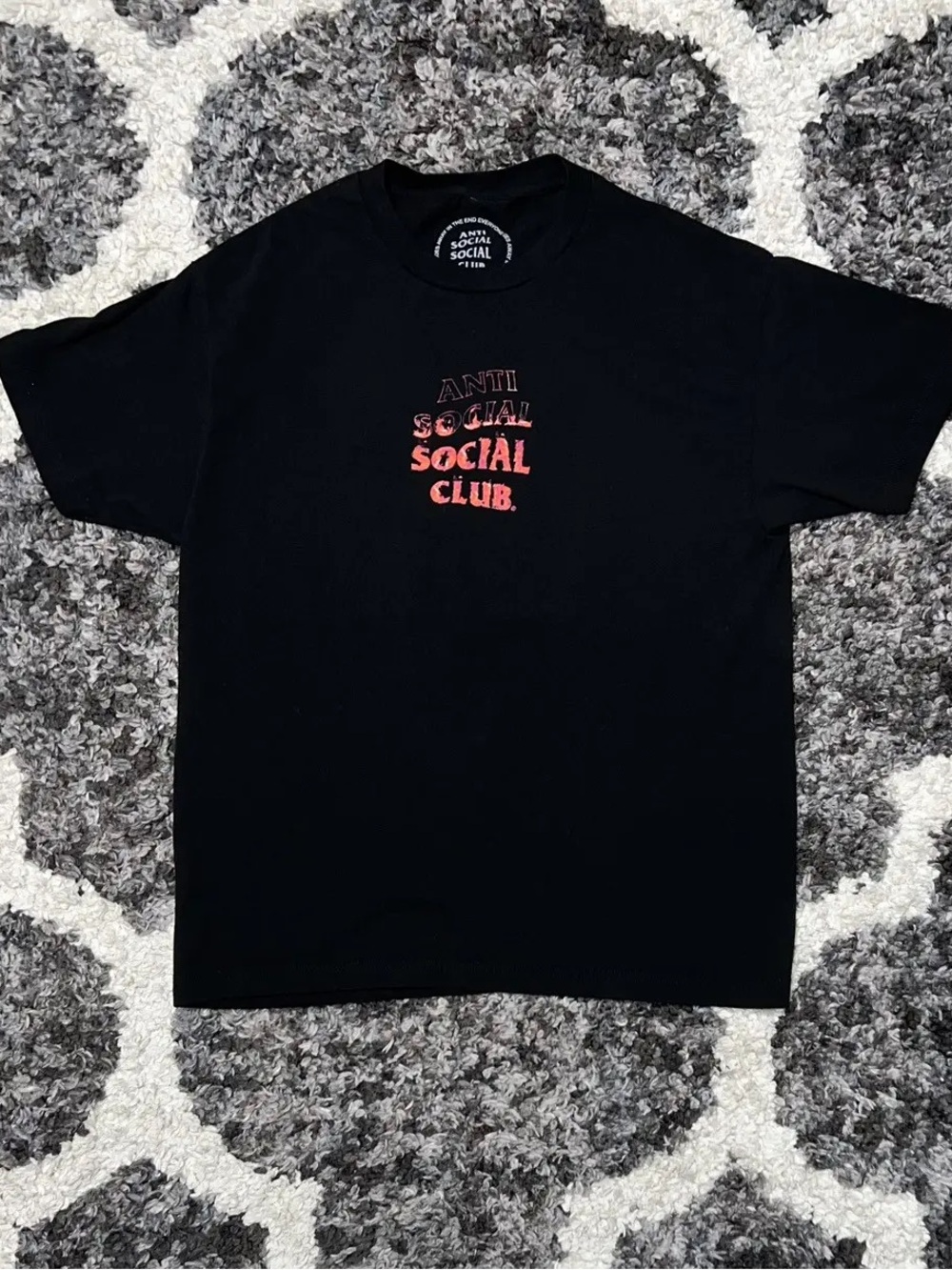 Anti Social Social Club Black/Pink Flames Short Sleeve Tee Size Medium - Picture 2 of 4